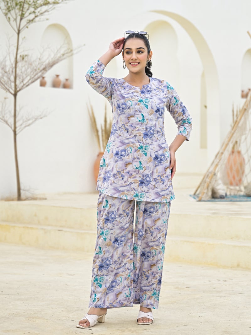 Shifory Grey Cotton Kurti and Palazzo Set for Women - Image 1